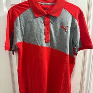 Puma Men's Bold Red and Gray Polo